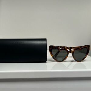 Saint Laurent LouLou Heart Sunglasses Tortoiseshell Cat Eye acetate New in case